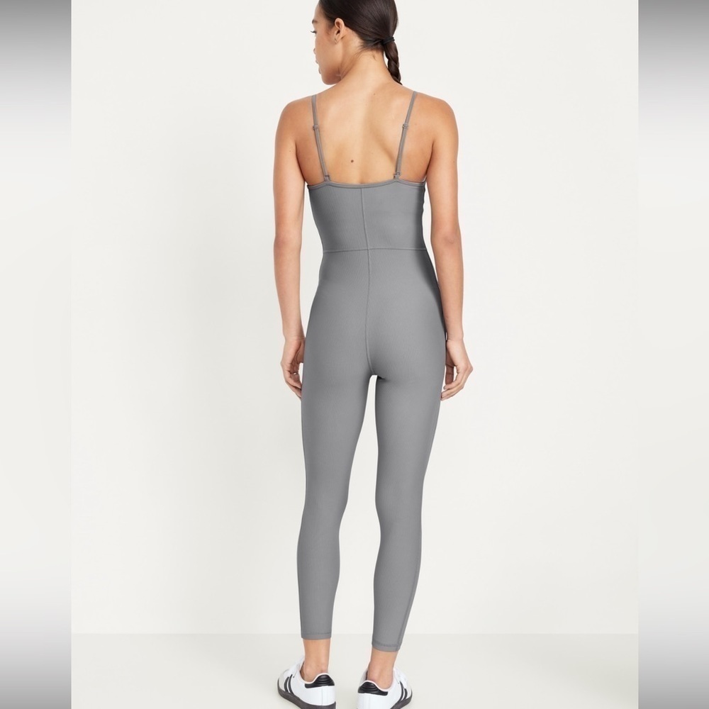 NWT Old Navy PowerSoft Ribbed 7/8 Cami Bodysuit Ribbed Storm Cloud Size small - Picture 6 of 16